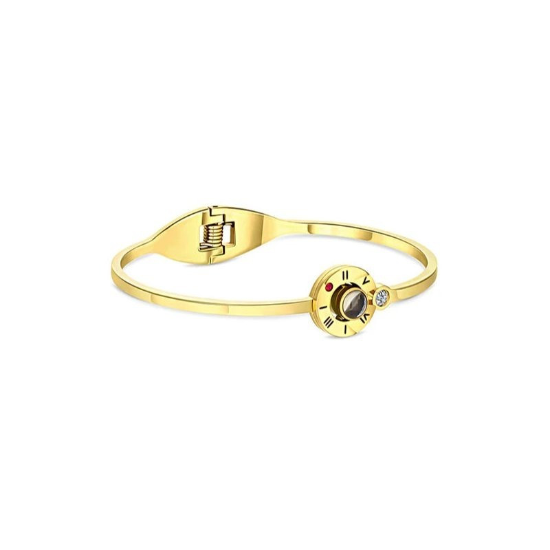Women's Minimalist Love Style Bangle Bracelet, Elegant Stackable